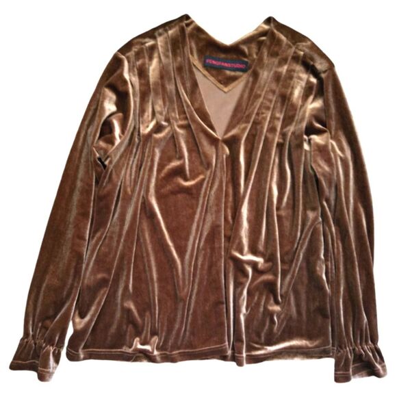Unbranded Tops - FENGFANSTUDIO BROWN VELVET OVERSIZED TOP